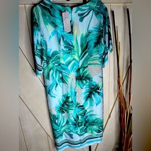 Chico's Green Leaf Print Midi Dress